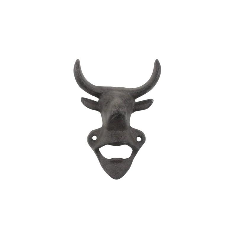 Handcrafted Nautical Decor Cast Iron Bull Head Wall Mounted Bottle