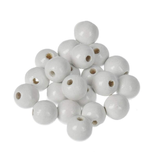 Efco 1400801 10 mm 53-Piece Wooden Beads Hole, White