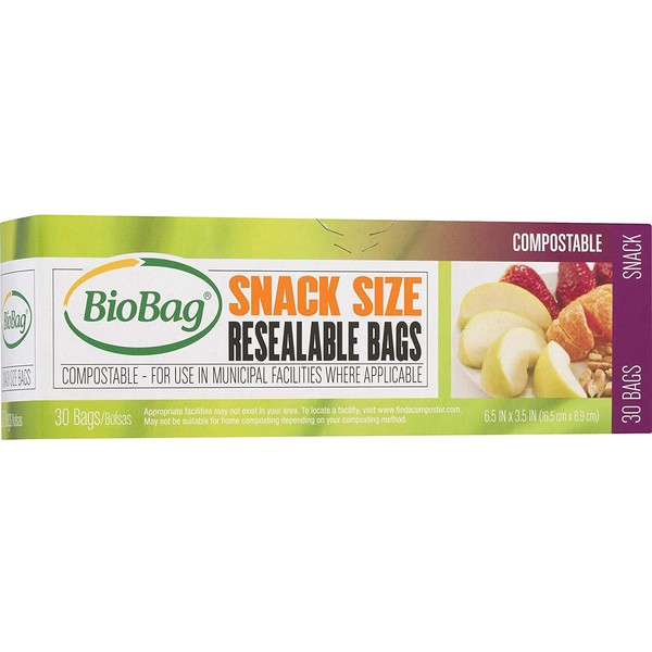 BioBag Resealable Compostable Snack Bags, 360 Count (ABCD)