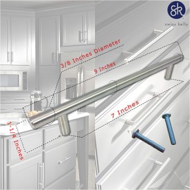 (1 Piece, L: 9 Inch CC: 7 Inch) Swiss Kelly Hardware Satin Nickel Kitchen Cabinet Handles Drawer Pulls