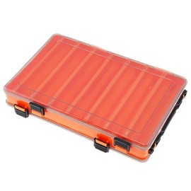 OriGlam Double Sided 14 Compartments Fishing Tackle Boxes Fishing Lure Box Organizer, Fishing Bait Tackle Storage Case, Container Box for Jewelry Beads Earring Hook (Green) (Orange)