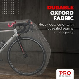 PRO BIKE TOOL Bicycle Cover - Transparent PVC Waterproof Outdoor Bike Cover - Protects from Weather, Dust, Rain, and Scratches - Ideal for Garage with Safety Loops and Storage Bag - 30.3"x81.4"x47.2"