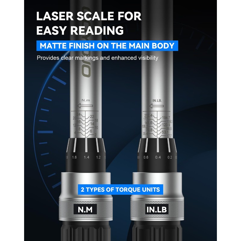 GOYOJO Bicycle Torque Wrench 2-24 Nm, 1/4 Inch Socket Spanner