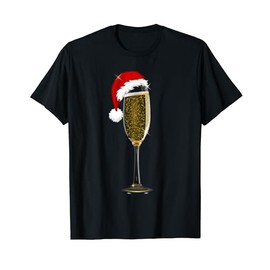 Christmas Champagne Glass Santa Hat , Festive Attire for Men T-Shirt