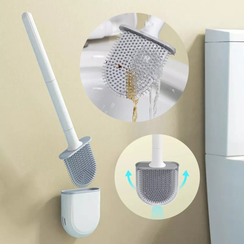 Veraly Cepillo Limpieza Inodoro Flexible Silicona Inodoro Wc Baño F