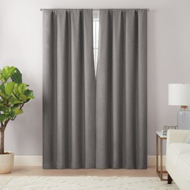 Eclipse Cannes Magnitech 100% Blackout Curtain, Rod Pocket Window Curtain Panel, Seamless Magnetic Closure for Bedroom, Living Room or Nursery, 63 in long x 40 in wide, (1 Panel), Charcoal