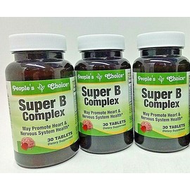 People's Choice LOT 3 x Super B Complex 30 Tablets/Bottle Vitamin B1,B2,B6,B12,N