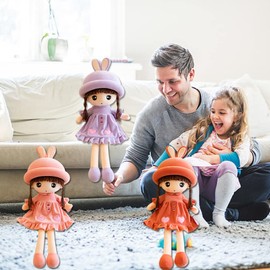 Uposao Cuddly Doll, Soft Rag Doll, 50 cm Girls Plush Doll, Stuffed Dolls with Clothes, Hair, Cute Fairy Tale, Princess Stuffed Toy, Christmas Gift for Baby Children, Red