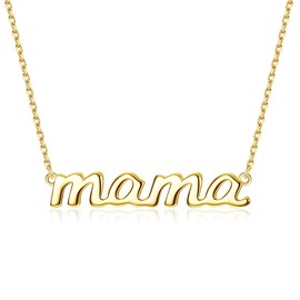 MILACOLATO Mother's Day Gifts 925 Sterling Silver Mama Necklace 14K White Gold Plated Mom Necklaces for Mom New Mum Grandma Women Wife