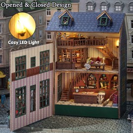 TuKIIE DIY Miniature Dollhouse Kit with Furniture, 1:32 Scale Creative Room Opened & Closed Mini Wooden Christmas Doll House for Kids Teens Adults(Magic House)