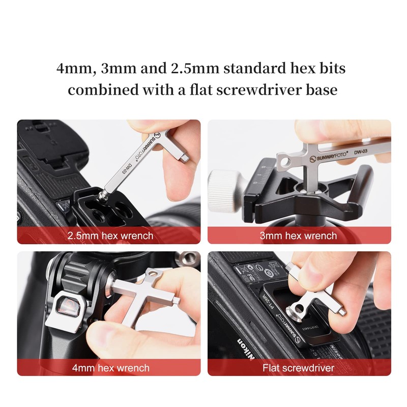SUNWAYFOTO DW-03 Hex Key Wrenches Stainless 2.5/3/4mm Steel Cross necklace