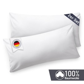 Blumtal set of 2 pillowcases - 100% cotton, super soft premium jersey pillowcase, White, 40x80cm