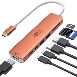 USB C Hub HDMI Adapter for MacBook Pro/Air, 7 in 1 USB C Dongle with HDMI, SD/TF Card Reader, USB C Data Port,100W PD, and 2 USB 3.0 Compatible for MacBook Pro/Air, Dell XPS, Lenovo Thinkpad.