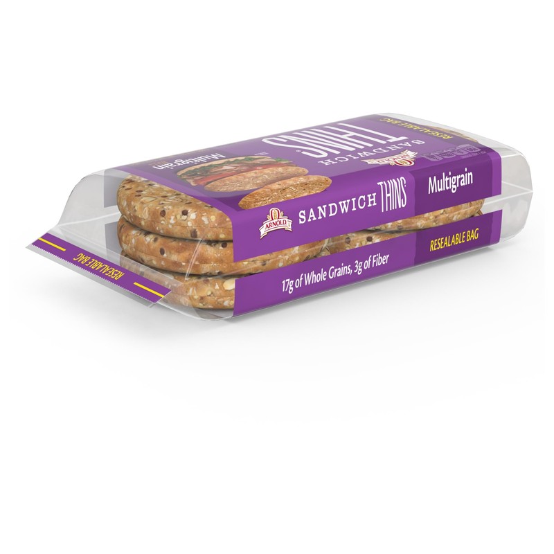 Arnold Sandwich Thins Multigrain Rolls, 6 count, (2 oz each),