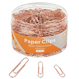 NEEWAY - 500 clips de papel de oro rosa, varios tamaños pequeños, medianos y grandes, ideal para el hogar, la escuela y la oficina