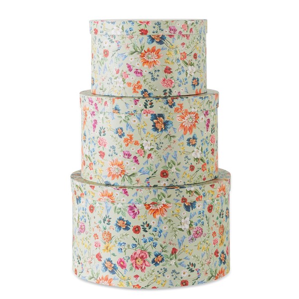 Soul & Lane Botanica Bliss Green Round Hat Boxes with