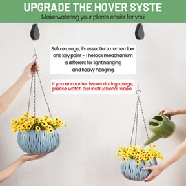 Kitwinney Retractable Plant Hanger System - Adjustable Plant Pulleys for Effortless Plant Raising/Lowering, Heavy Duty Indoor/Outdoor Use with Flower Pots, Hanging Baskets & Bird Feeders (Black, 2PCS)