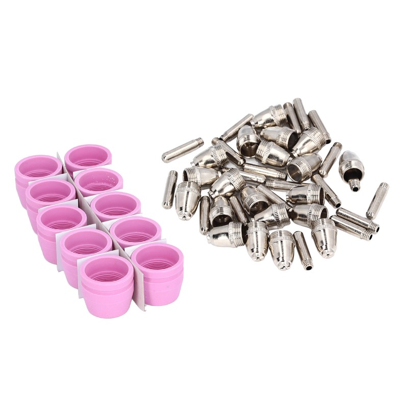 54 Pieces Plasma Cutter Torch Parts Electrode Nozzle Set Ceramic