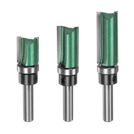 sourcing map Pattern Flush Trim Router Bit 0.3" Shank 0.63" Cutting Dia 0.8",1.2",1.6" Cutting Length Precise Cutting Milling Cutter Tool with Bearings for Woodworking, Dark Green