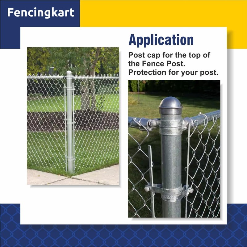 FENCINGKART Aluminium Dome Post Caps for Chain Link Fence, 2-3/8