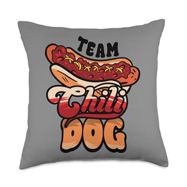 Team Chili Dog Funny Chili Con Carne Hotdog Lover Food Truck Throw Pillow