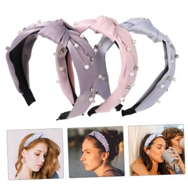 IWOWHERO 3Pcs Pearl Knotted Headbands Wide Twisted Hair Hoops for Women Elegant Hair Ornaments for Daily Wear Special Occasions