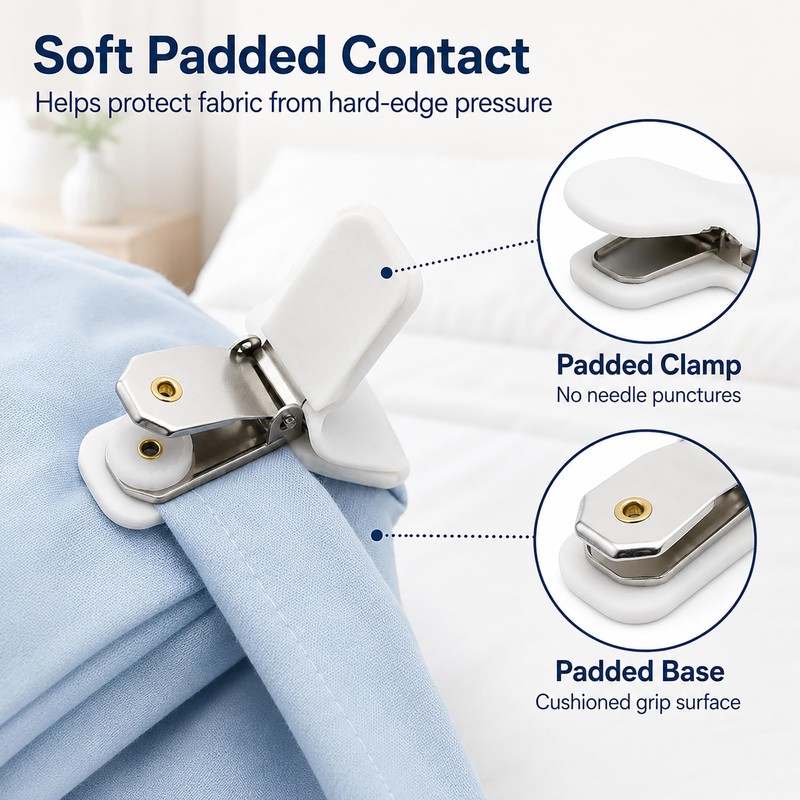 ZALAOR 6 PCS Padded Duvet Clips - Pinless Quilt Cover