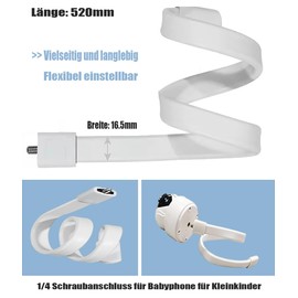 Norhogo Baby Monitor Holder, Baby Camera Holder, Baby Monitor Holder, Camera Holder, Flexible Baby Monitor Holder for Cot, Cot, Railing, Video, 1/4 Screw Connection, White