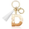 ORUZA Alphabet Initial Letter Keychain, White Gold Foil Initial Letter