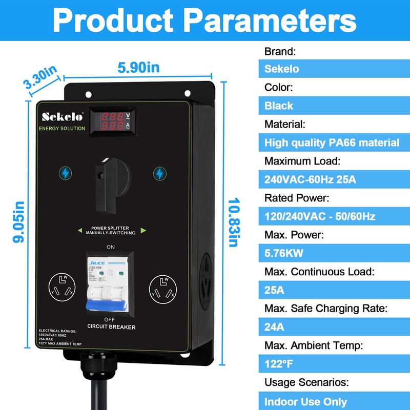 Manual EV Charging Switch for Dryer & EV, NEMA 10-30,