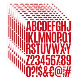 10 Sheets 500 Pcs Vinyl Letter Stickers,2 inch Self Adhesive Alphabet Numbers Stickers Waterproof Mailbox Numbers Sticker Letters for Mailbox,Window,Door,Signs,Cars,Boats (Red, 2 inch)