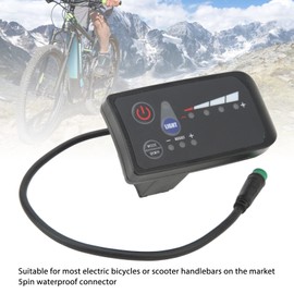 Electric Bike Power Display Meter,5 Pin Interface ABS Housing LED Display Panel,24V 36V 48V E Bike Display Meter Control Panel Record Power Consumption in Real Time (36V)