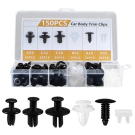 150Pcs Car Trim Clips Set, 6-10mm Bumper Mounting Clips, Push Pin Rivets, Plastic Auto Fixing Retainer Clips, Car Body Fastener Rivet, Universal Panel Trim Clips with Storage Case for Repair