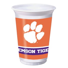 8-Count 20-Ounce Printed Plastic Cups, Clemson Tigers