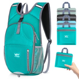 VHYBRIX 15L Hiking Backpack - Lightweight Small Packable Daypack Travel Outdoor Foldable Shoulder Bag Camping Hiking Backpack for Women Men - Green