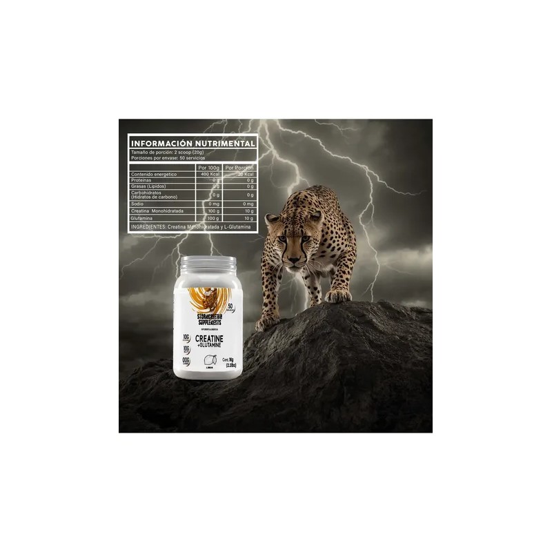 Stormcheetah Suplemento Creatina + Glutamina 1 Kg Sabores