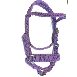 large pony bitless bridle horse tack lilac purple side pull hackamore