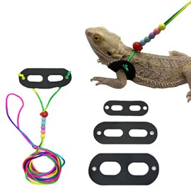 3 Packs Bearded Dragon Harness and Leash Adjustable(S,M,L) - Soft Leather Reptile Lizard Leash for Amphibians and Other Small Pet Animals (Multi-Color)