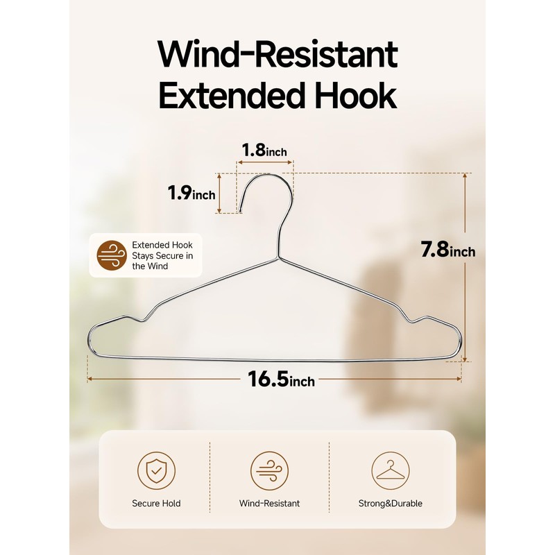 Baseca Metal Hangers 20 Pack, 4mm Heavy Duty 201 Stainless