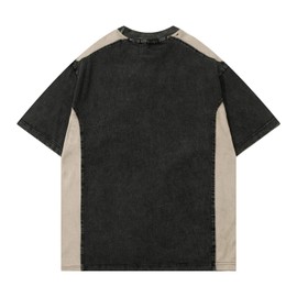 Aelfric Eden Graphic Tees Y2k Washed Oversized T Shirt Colorblock Streetwear Shirts Unisex Casual Summer Tops Black