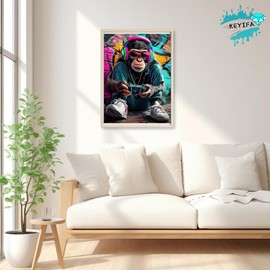 KEYIFA 5D Diamond Art Orangutan, DIY Diamond Painting Kits for Adults, Round Full Drill, Street Diamonds Dots Mosaic Painting, Crystal Gem Arts Craft for Home Wall Decor 30x40 cm