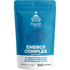 HYBRID HERBS Energy Complex – Adaptogenic Herbal Blend with Ashwagandha, Cordyceps, Rhodiola, Ginseng, Schizandra, He Shou Wu & More – Natural Energy & Vitality Support – 100g Powder, 100 Servings