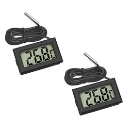 Samcos LCD Digital Thermometer, Temperature Monitor, Waterproof Temperature Probe, For Refrigerators, Fish Tanks, Reptiles, Aquariums, Cultivation, Small, Easy and Convenient, Set of 2 (Black)