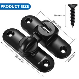 Sliding Lock Door Latch, Sliding Door Bolt for Sliding Doors, Sliding Door Lock, 90/180 Degree Deadbolt Lock Flip Latch Gate Latch Lock for Barn Door, Garden Window (Black)