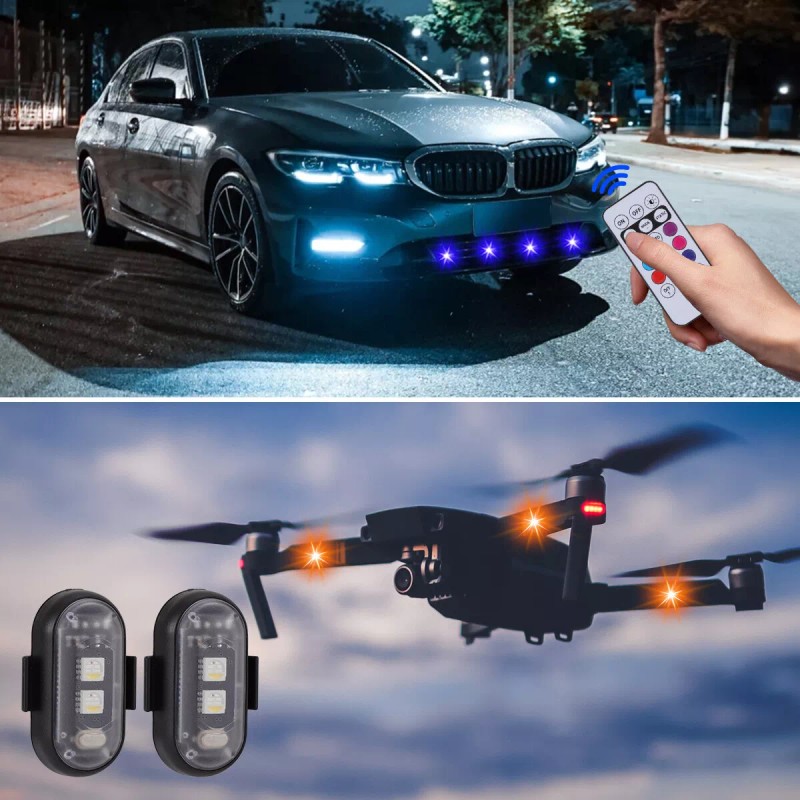 Mttzone 8PCS Wireless RGB LED Strobe Light Car Bike Motorcycle