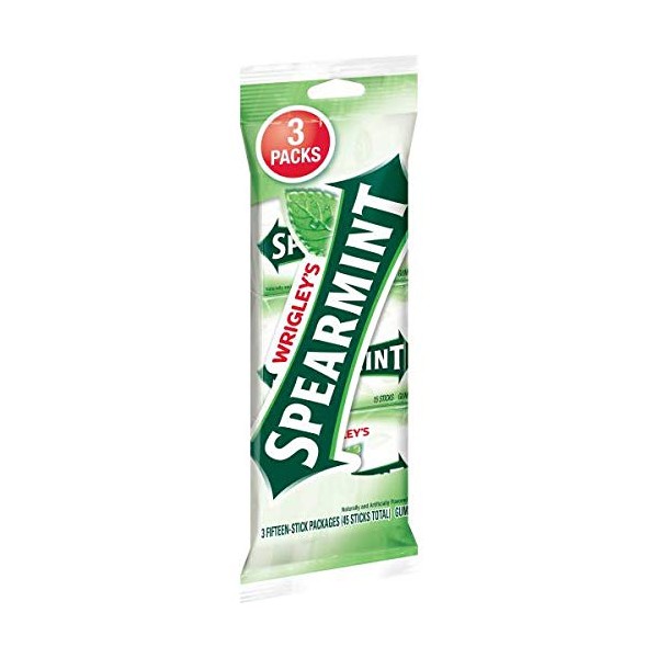 Wrigleys Spearmint Gum - 3 pack sleeve, 60 per case