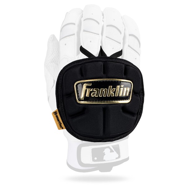 Franklin Sports Baseball Hand Guard - PRT LT Series Adult Hand Protector for Batting - Protective Hand Shield for Right + Left Hand Hitters - Black + Gold - Adjustable One-Size - Adult