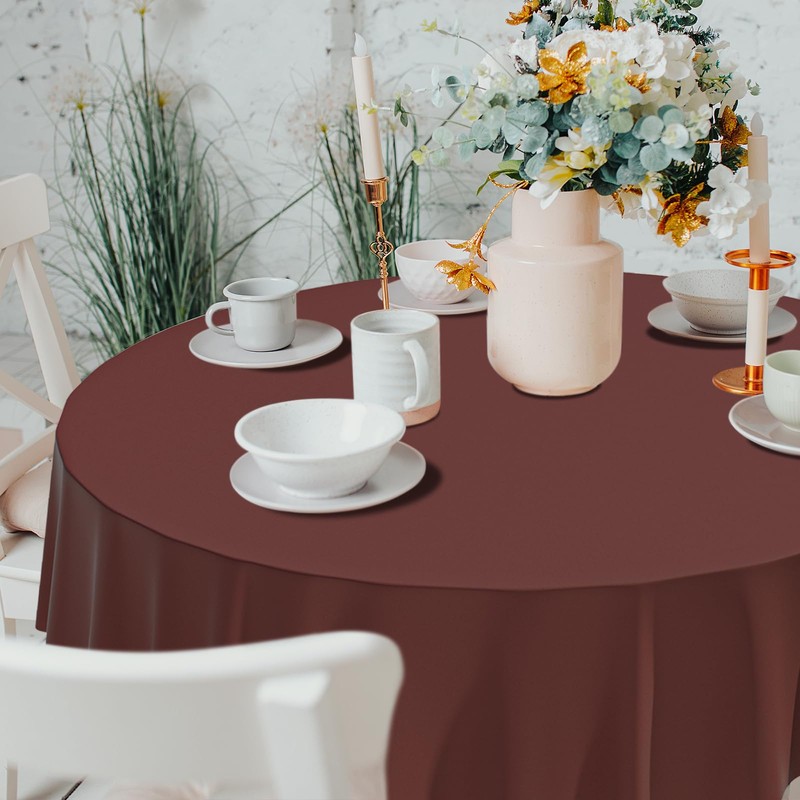 CXPSINC 2 Pack Premium Disposable Plastic Tablecloth 84" Round Table