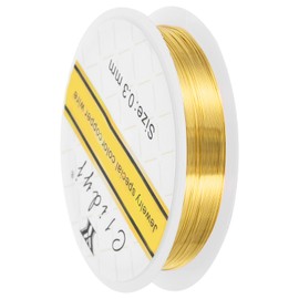 QUARKZMAN 0.1mm/28 Gauge Copper Wire for Jewelry Making, 1 Roll Crafting Tarnish Resistant Bead Wire for Jewelry Making Supplies (Gold)