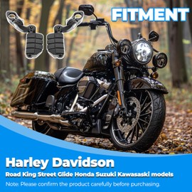 KUAFU Pair Highway Foot Pegs w/Quick Clamps Compatible With Harley Davidson Road King Street Glide Honda Suzuki Motorcycle Crash Bar Engine Guards Short Foot Pegs Black